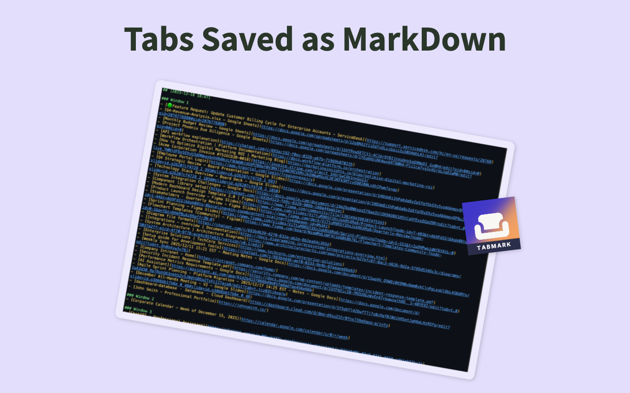 Markdown output example